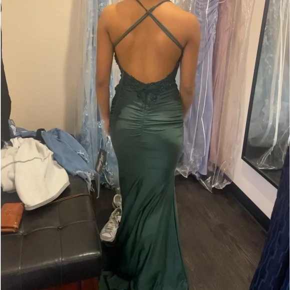 green emerald velvet dress La Femme 31027 Dress | La Femme Dresses main image 1